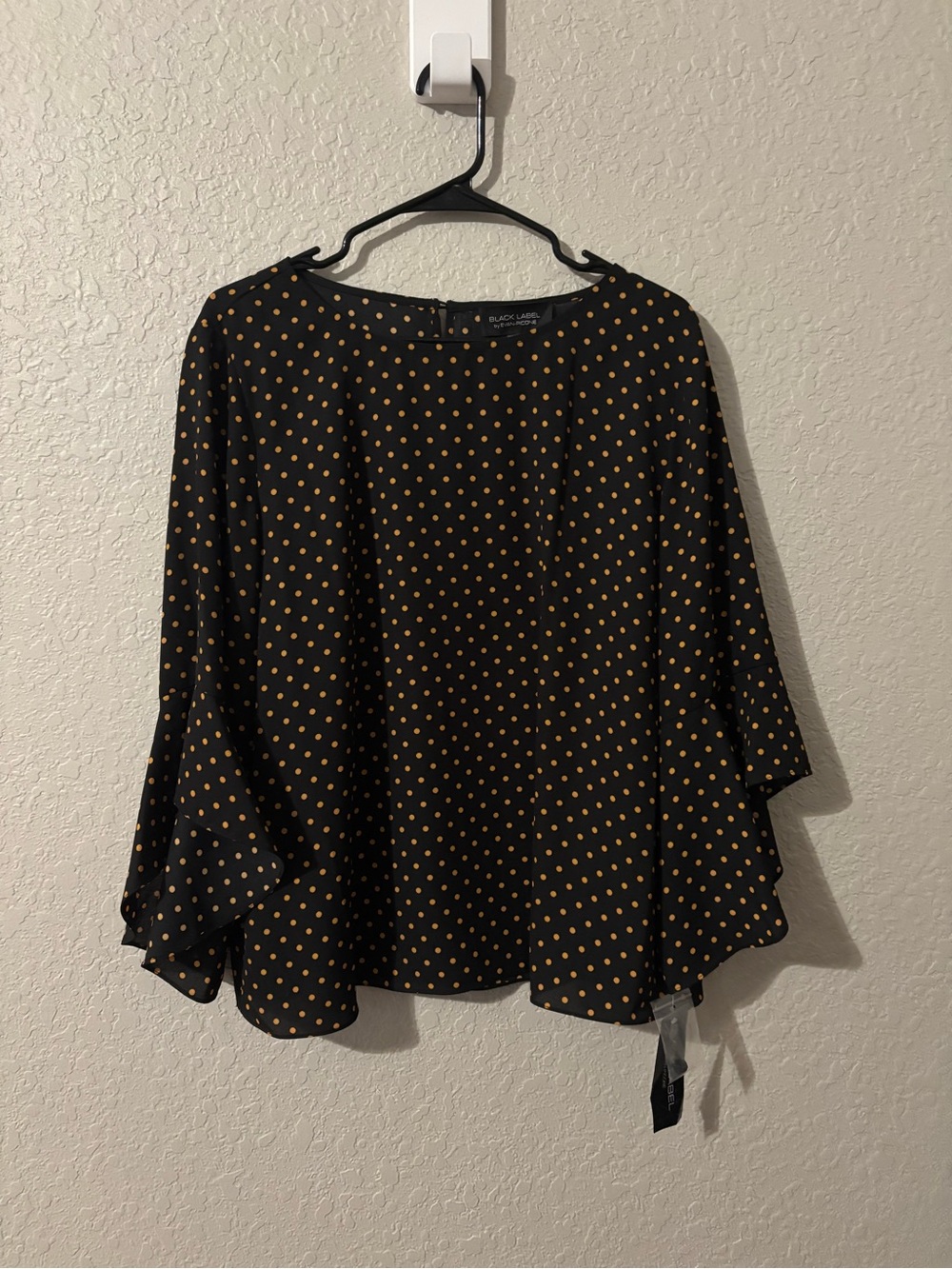 Black Label Black Blouse with Gold Polka Dots